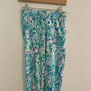 Lilly Pulitzer sweatpants with palm trees blue/green XXS